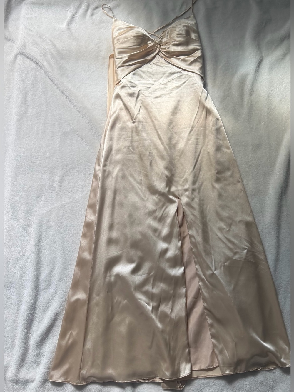 Satin Slip Evening Dress in Champagne Nude